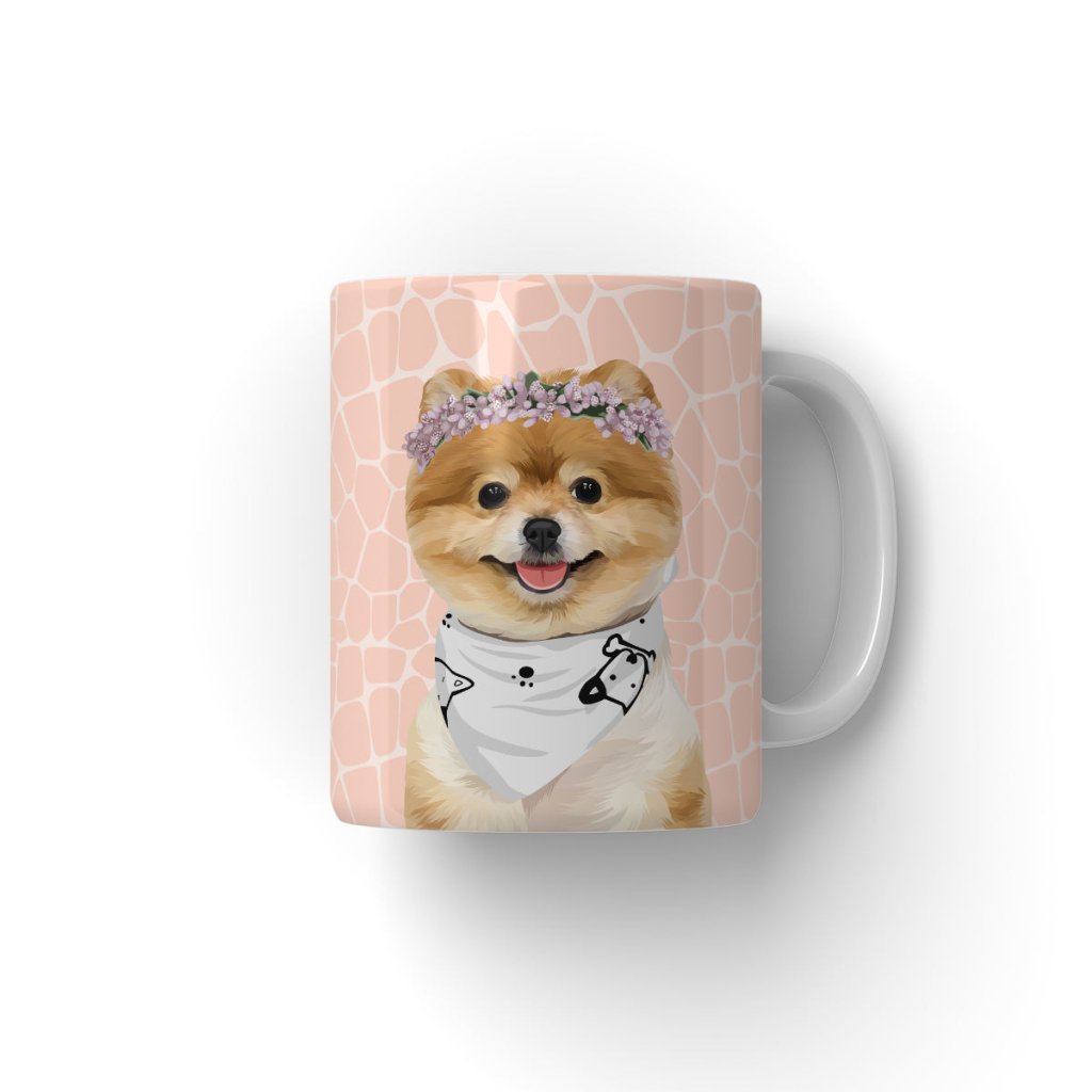Pet Portraits | Pink Blossom Crown: Modern Pet Coffee Mug | Paw & Glory