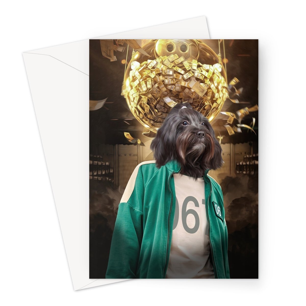 Pet Portraits | Player 067 (Squid Games Inspired): Custom Pet Greeting Card | Paw & Glory