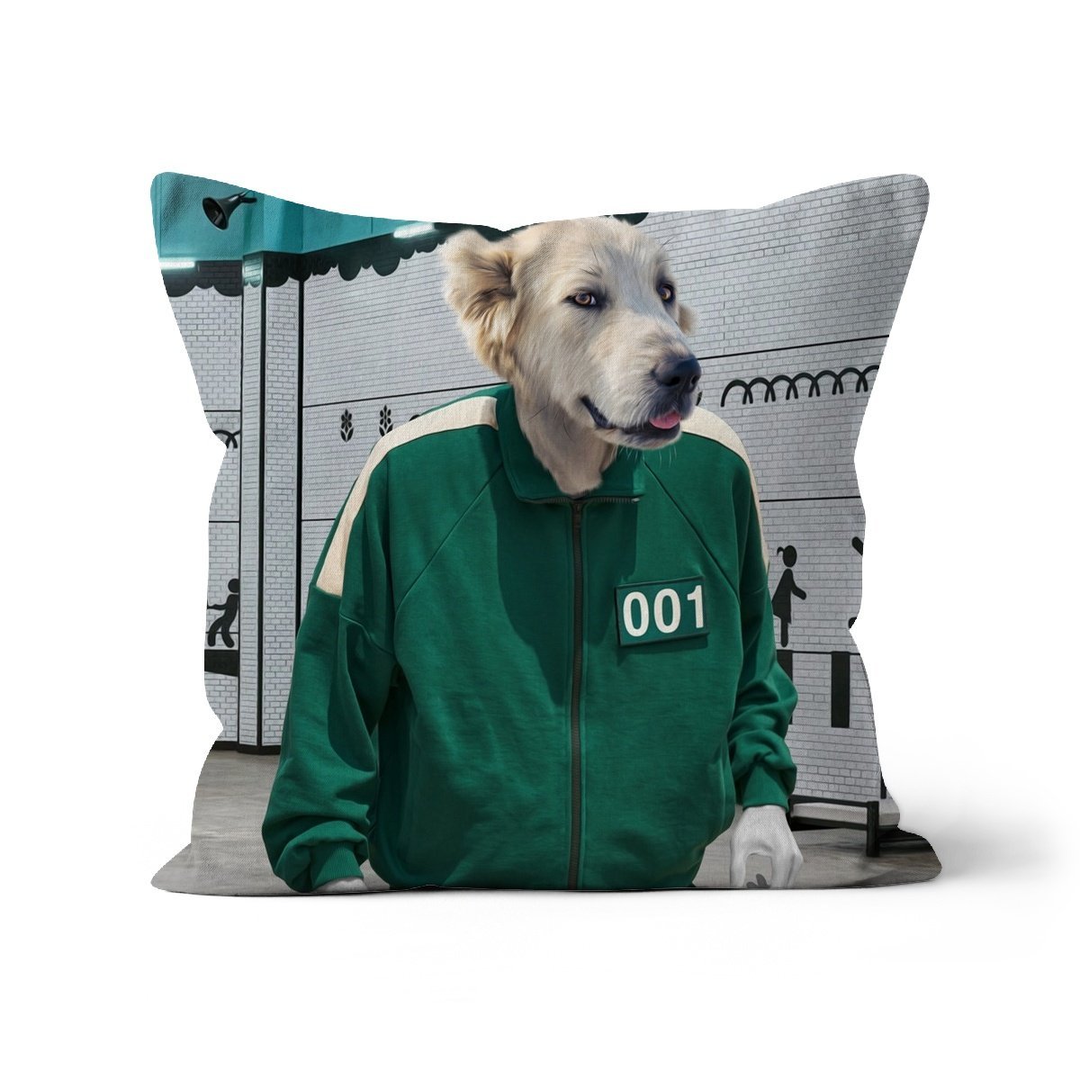 Pet Portraits | Player 101 (Squid Games Inspired): Custom Pet Pillow | Paw & Glory