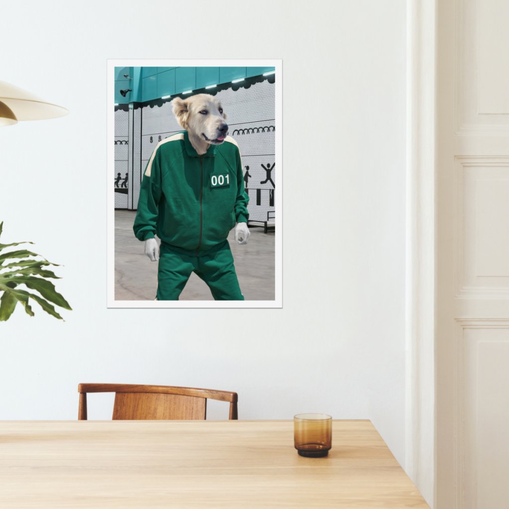 Pet Portraits | Player 101 (Squid Games Inspired): Custom Pet Poster | Paw & Glory