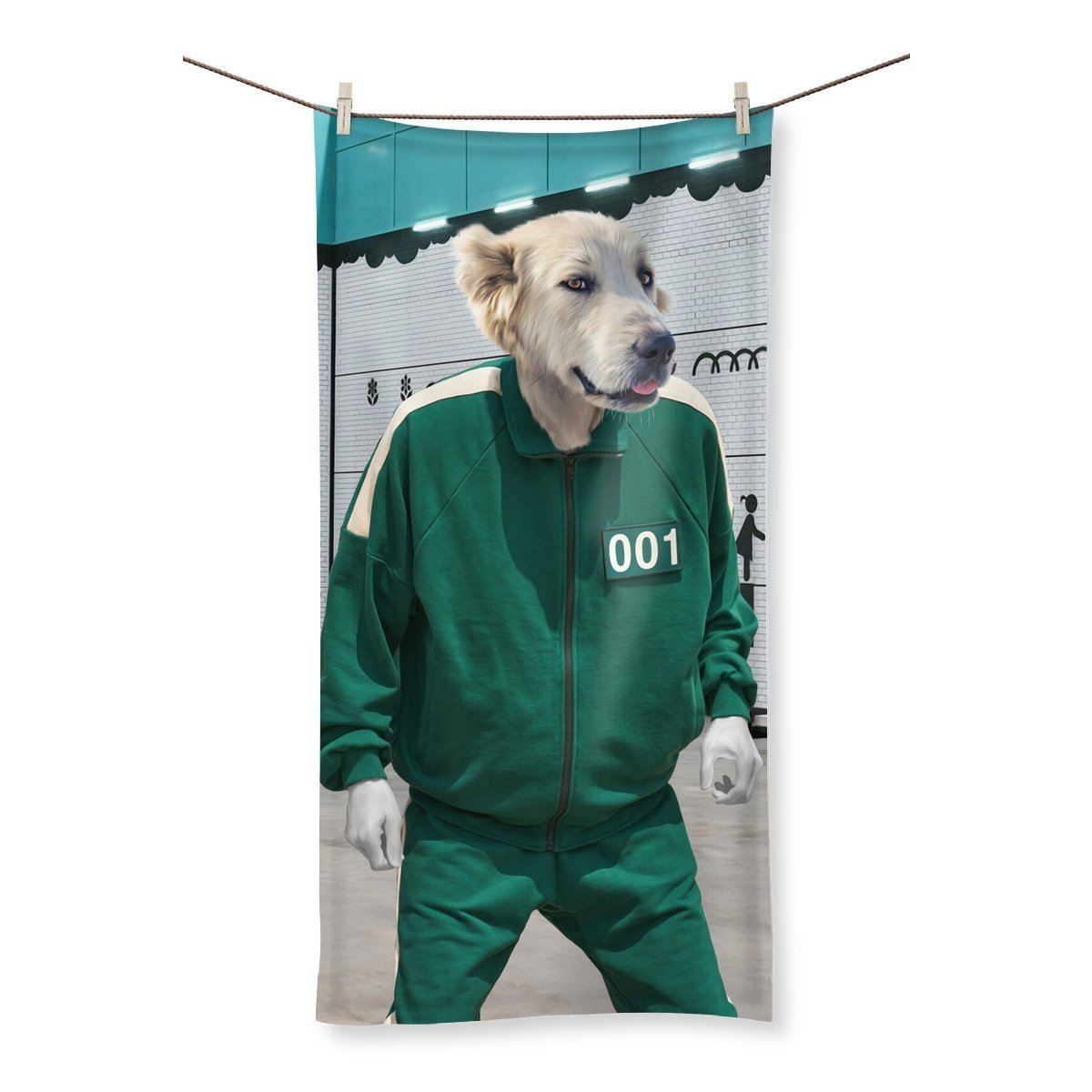Pet Portraits | Player 101 (Squid Games Inspired): Custom Pet Towel | Paw & Glory