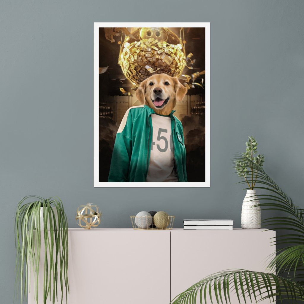 Pet Portraits | Player 456 (Squid Games Inspired): Custom Pet Poster | Paw & Glory