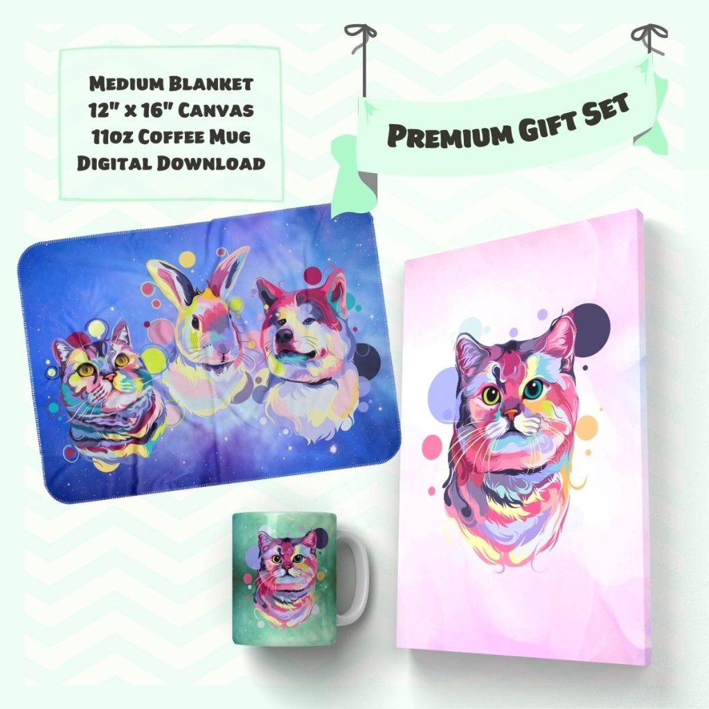 Pet Portraits | Premium Gift Set (Art Style) | Paw & Glory