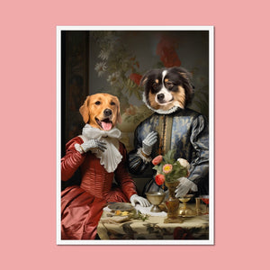 Paw & Glory, pawandglory, dog and couple portrait, original pet portraits, digital pet paintings, aristocratic dog portraits, small dog portrait, digital pet paintings, pet portrait