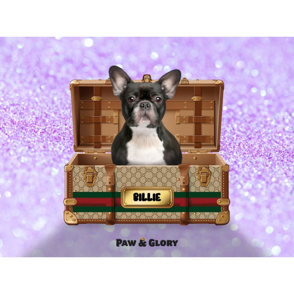 Pucci Luxury Trunk: Custom Digital Download Pet Portrait - Paw & Glory - Dog Portraits - Pet Portraits