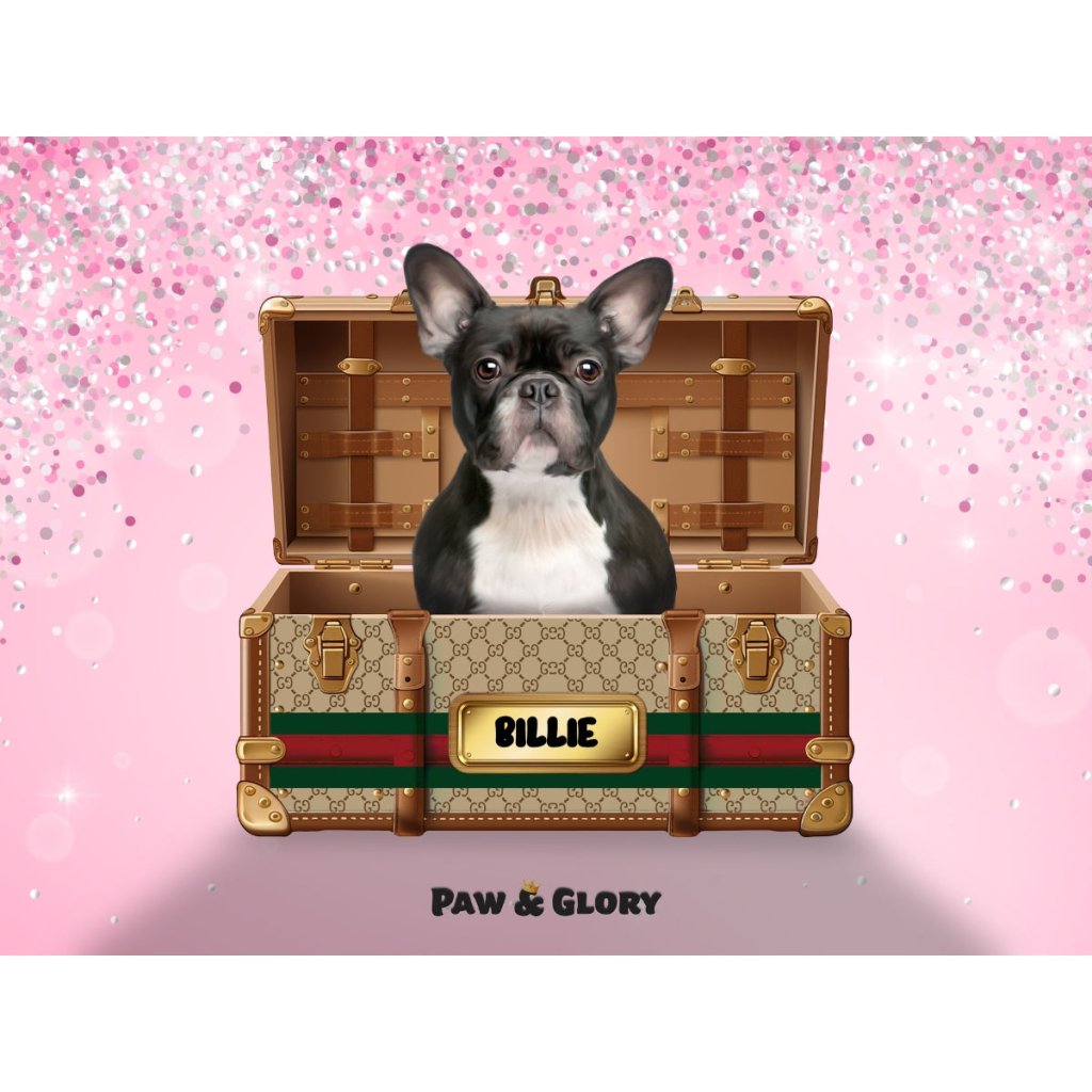 Pet Portraits | Pucci Luxury Trunk: Custom Digital Download Pet Portrait | Paw & Glory