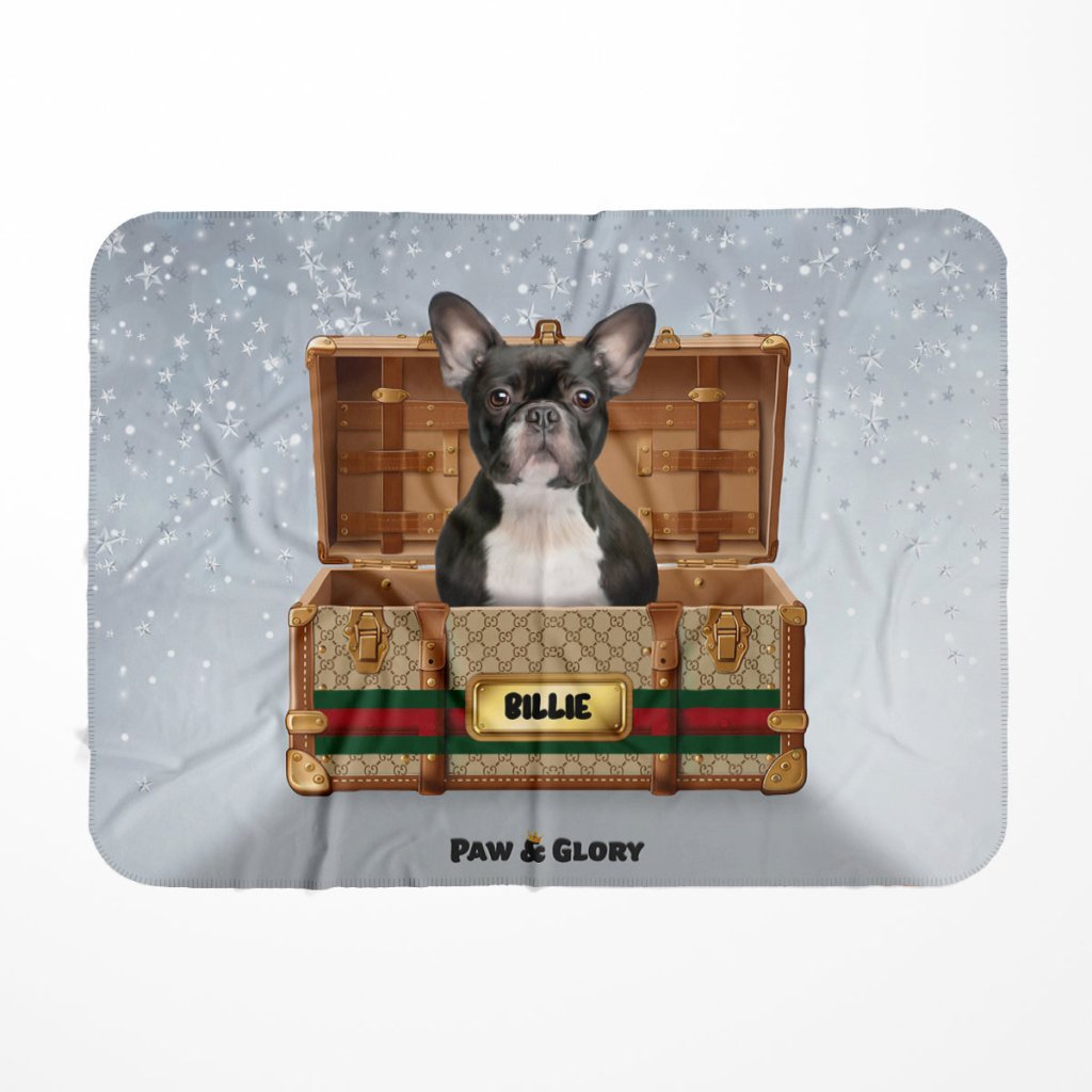 Pet Portraits | Pucci Luxury Trunk: Custom Pet Blanket | Paw & Glory