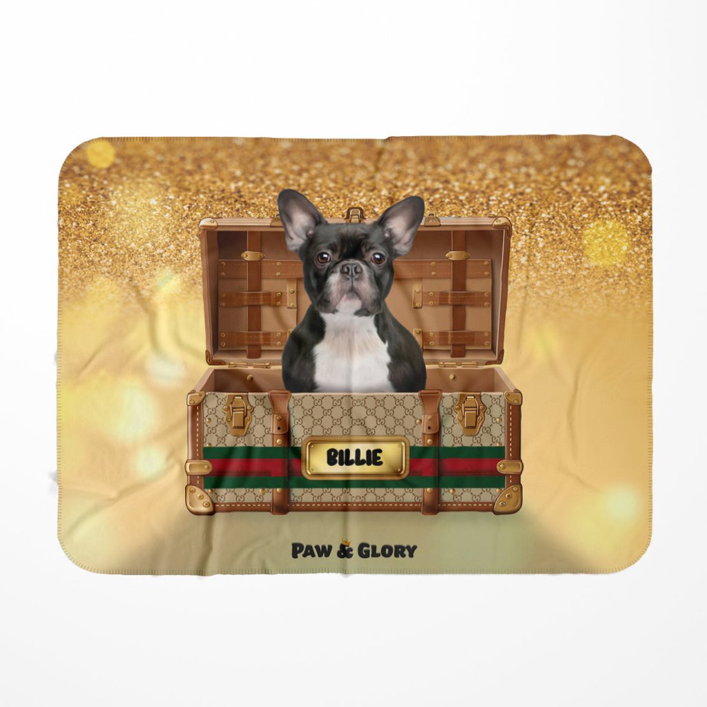 Pet Portraits | Pucci Luxury Trunk: Custom Pet Blanket | Paw & Glory