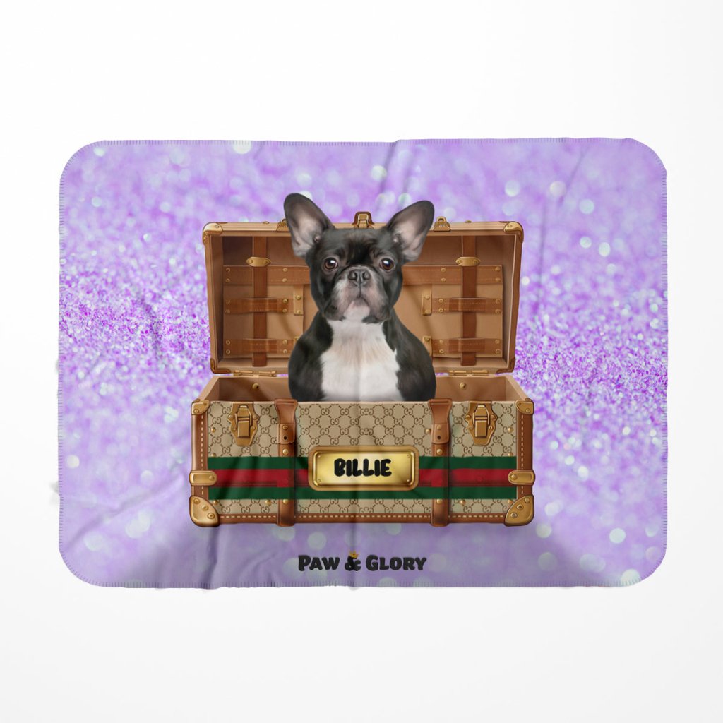 Pet Portraits | Pucci Luxury Trunk: Custom Pet Blanket | Paw & Glory