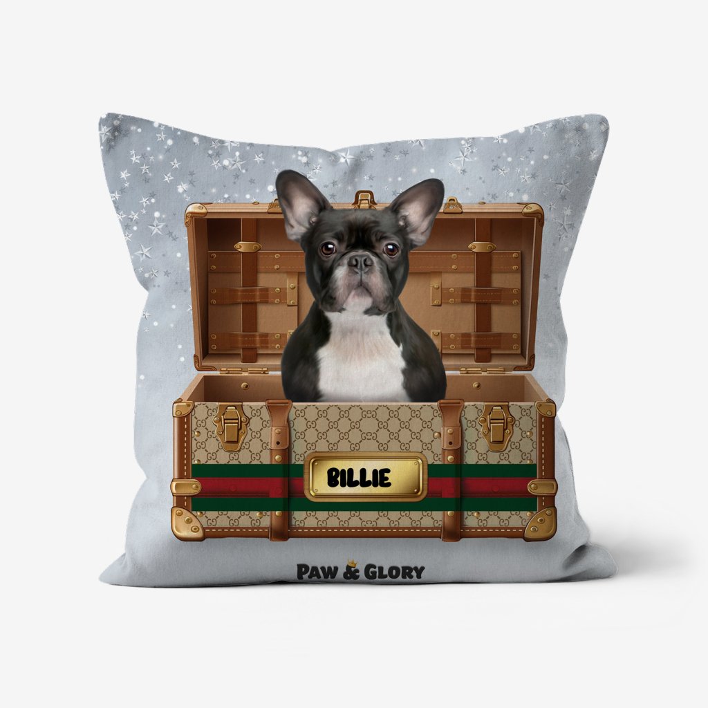 Pet Portraits | Pucci Luxury Trunk: Custom Pet Pillow | Paw & Glory