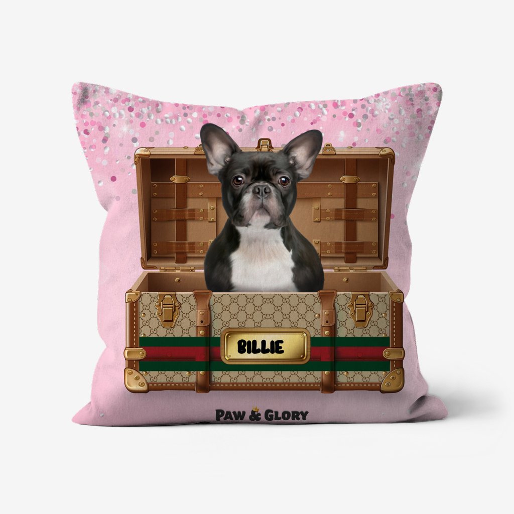 Pet Portraits | Pucci Luxury Trunk: Custom Pet Pillow | Paw & Glory