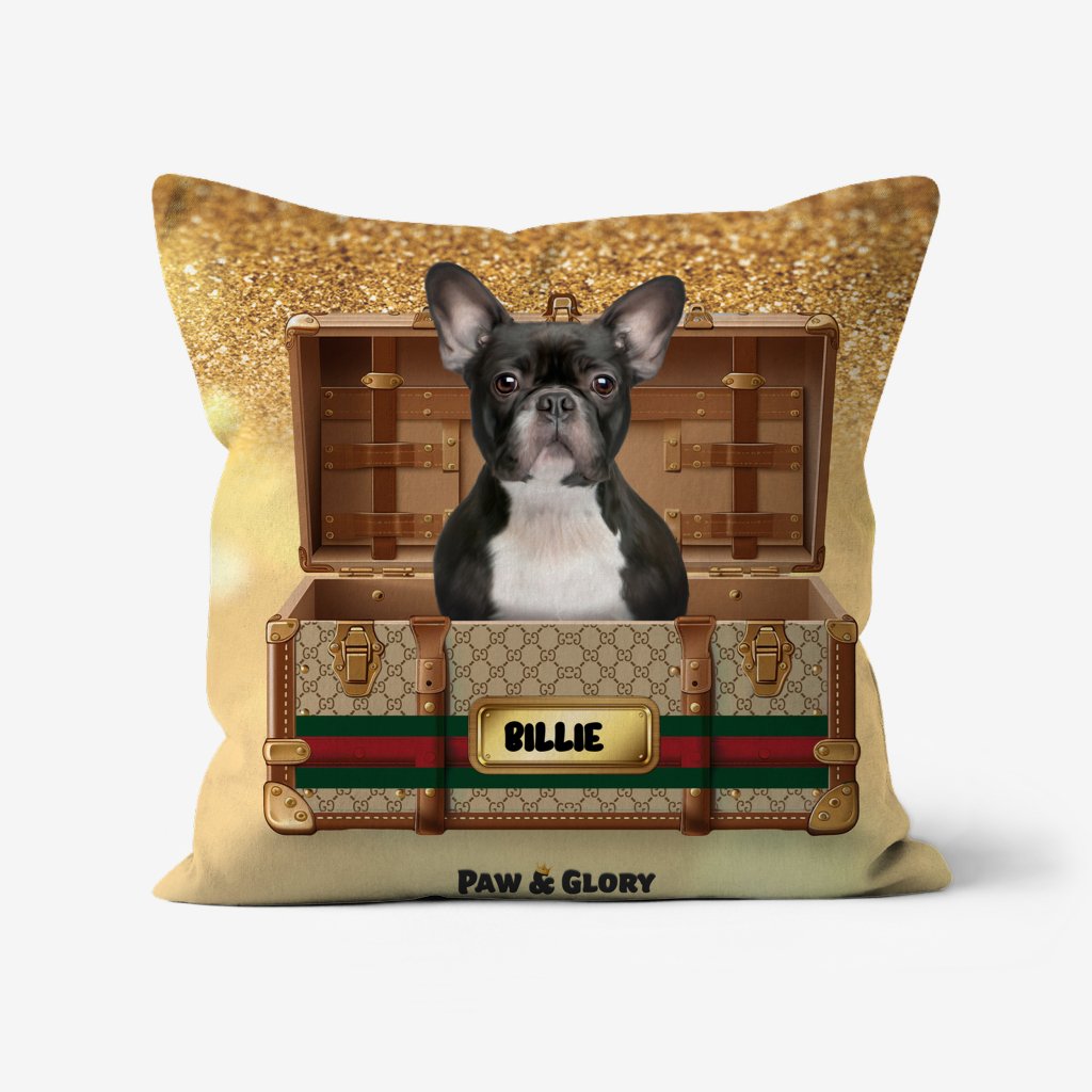 Pet Portraits | Pucci Luxury Trunk: Custom Pet Pillow | Paw & Glory