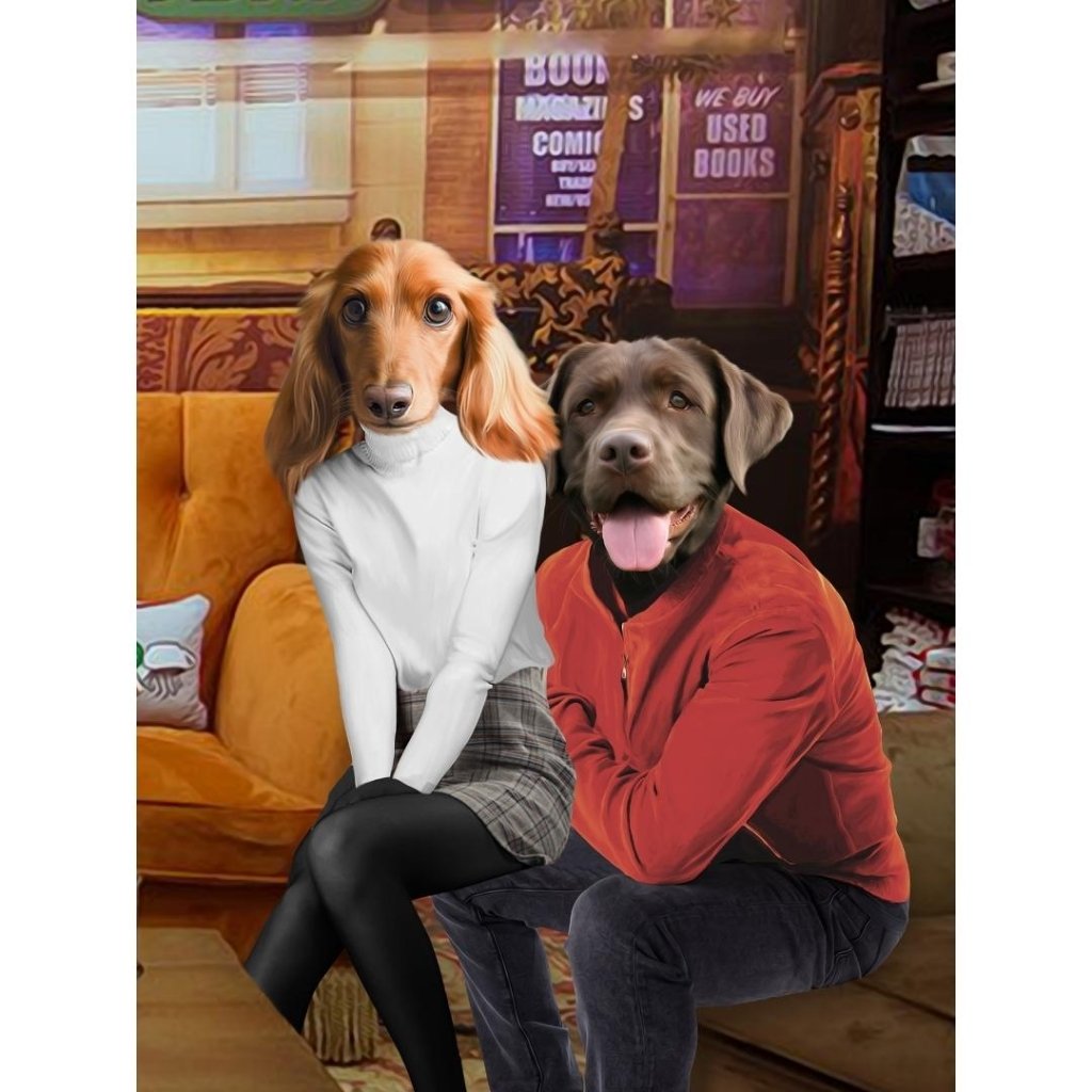 Coffee House Couple Custom Digital Download Pet Portrait | Paw & Glory