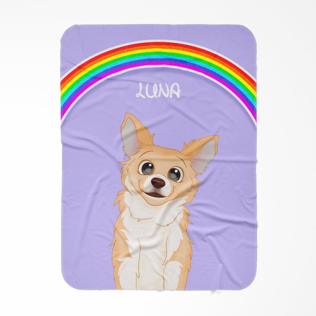 Pet Portraits | Rainbow: Cartoon Pet Fleece Blanket | Paw & Glory