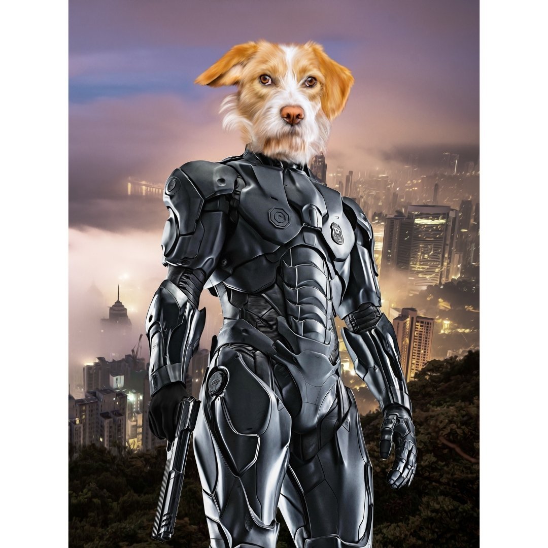 Pet Portraits | RoboPup (RoboCop Inspired): Custom Digital Download Pet Portrait | Paw & Glory