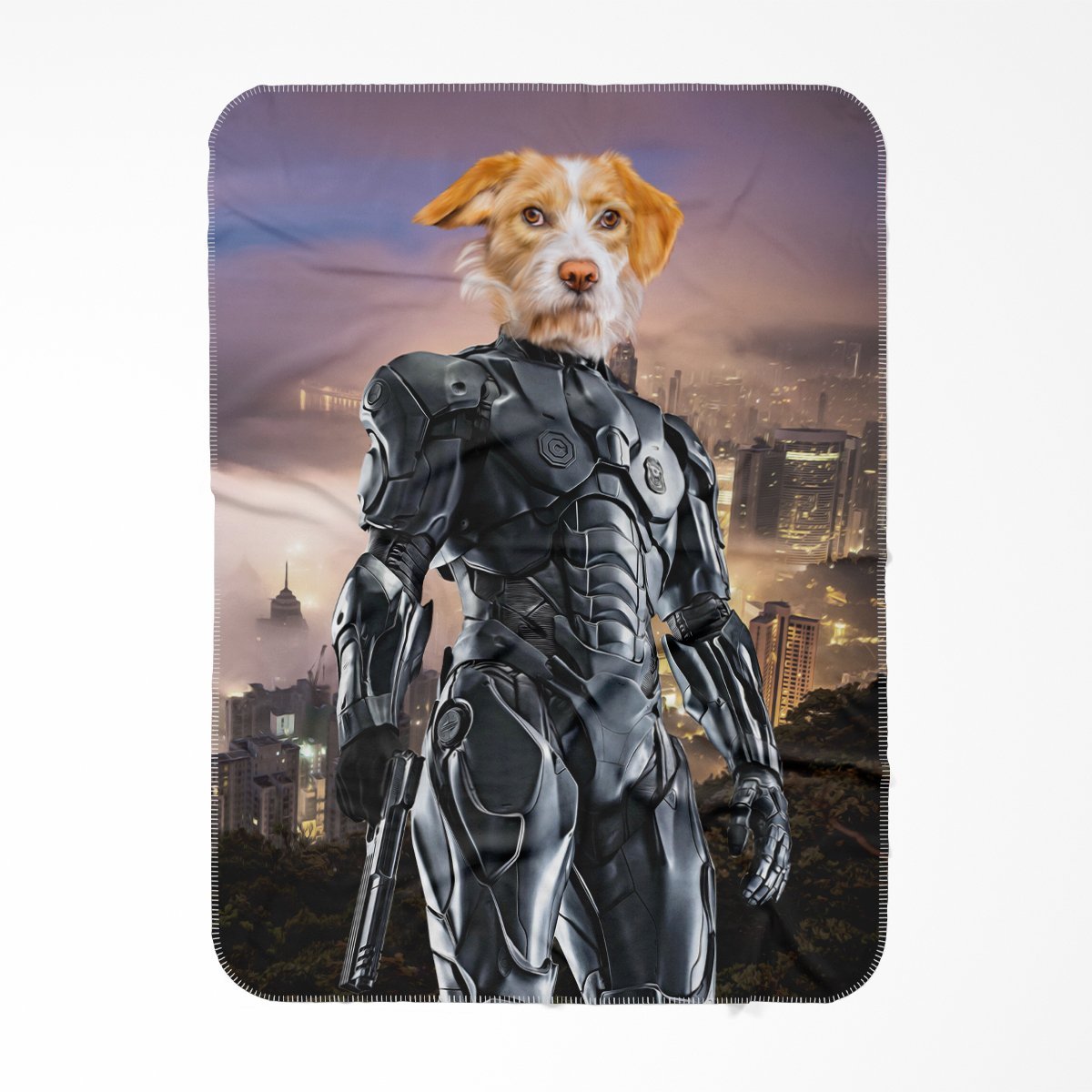 Pet Portraits | RoboPup (RoboCop Inspired): Custom Pet Blanket | Paw & Glory