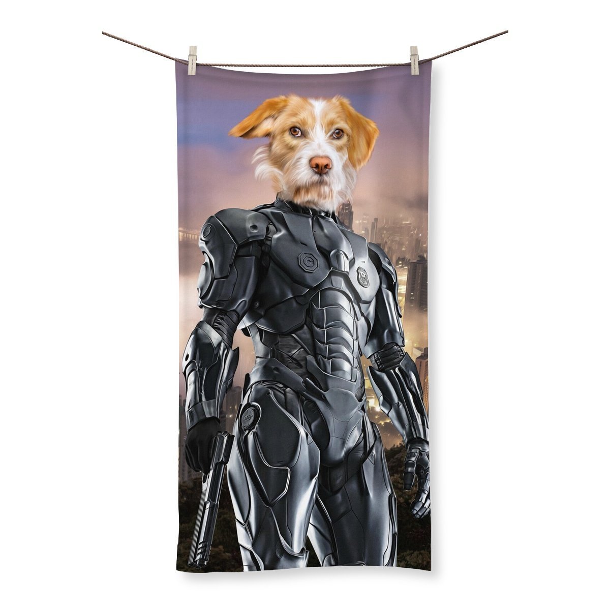 Pet Portraits | RoboPup (RoboCop Inspired): Custom Pet Towel | Paw & Glory