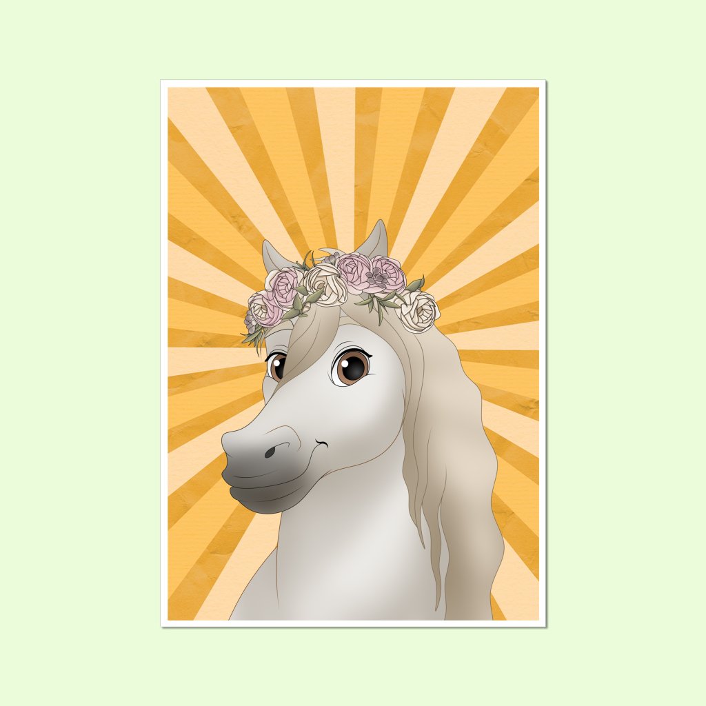 Pet Portraits | Rose Crown: Cartoon Pet Poster | Paw & Glory