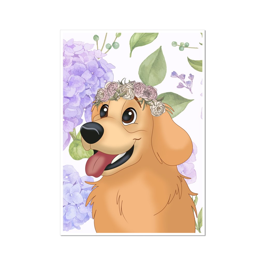 Pet Portraits | Rose Crown: Cartoon Pet Poster | Paw & Glory
