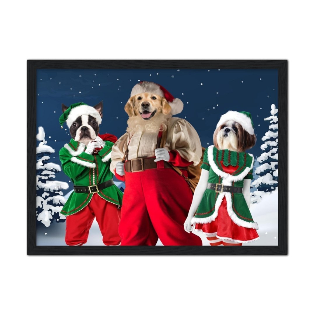 Pet Portraits | Santa & His Elves: Custom Pet Portrait | Paw & Glory