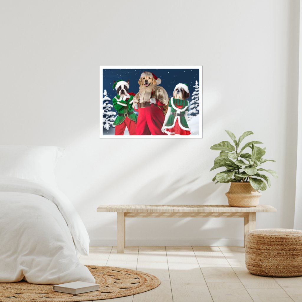 Pet Portraits | Santa & His Elves: Custom Pet Poster | Paw & Glory