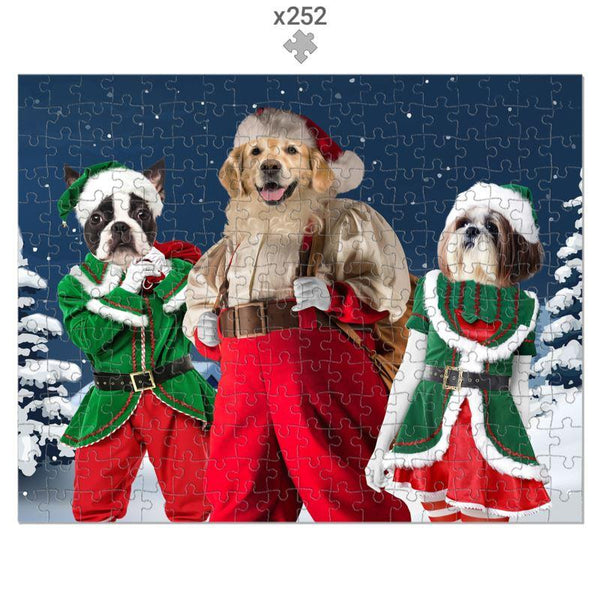 Santa And His Elves Custom Pet Puzzle | Funny Pet Portrait | Paw & Glory