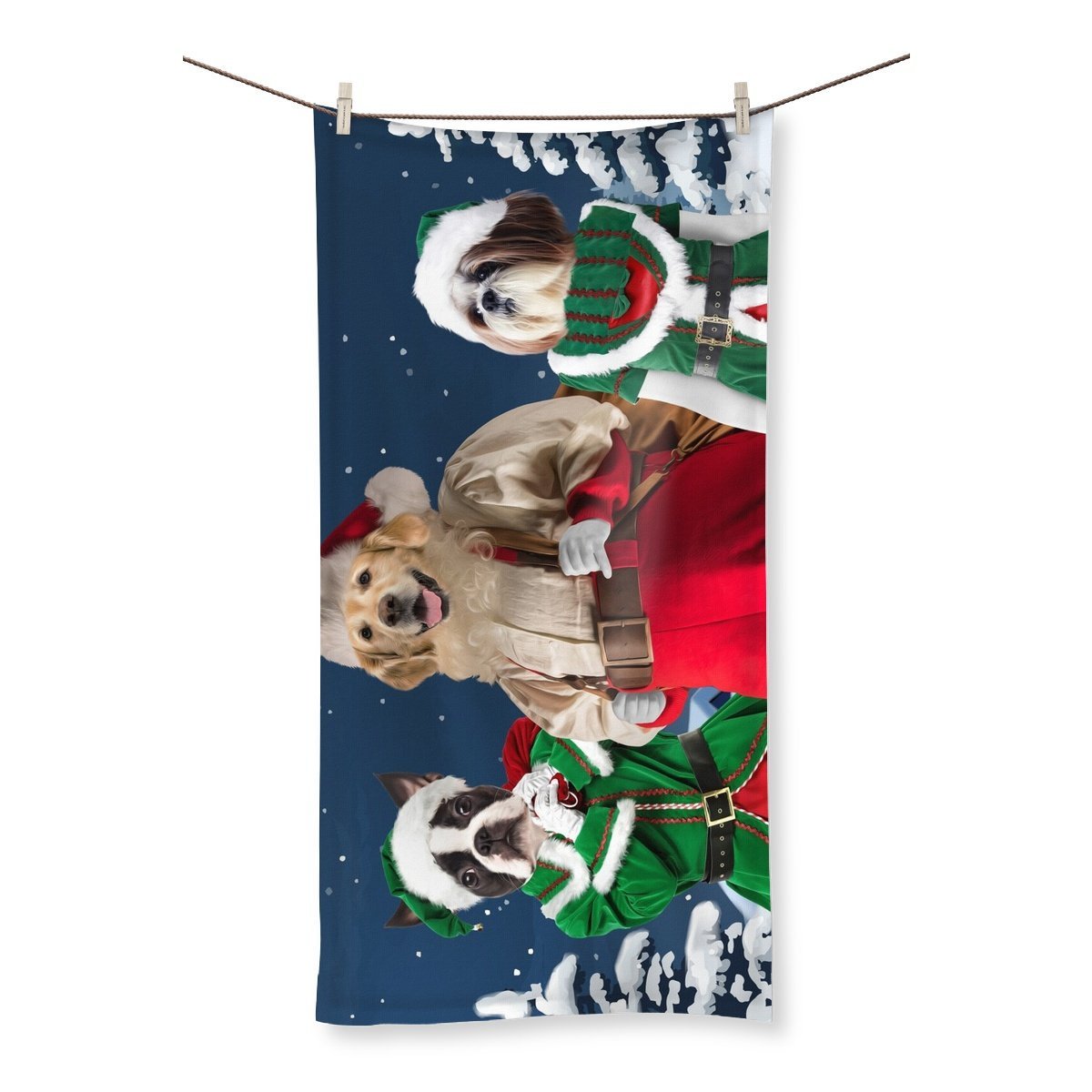 Pet Portraits | Santa & His Elves: Custom Pet Towel | Paw & Glory