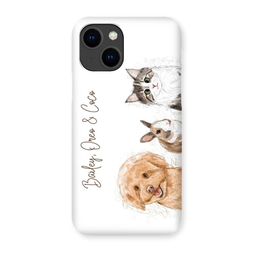 Pet Portraits | Scribble: Custom Three Pet Phone Case | Paw & Glory