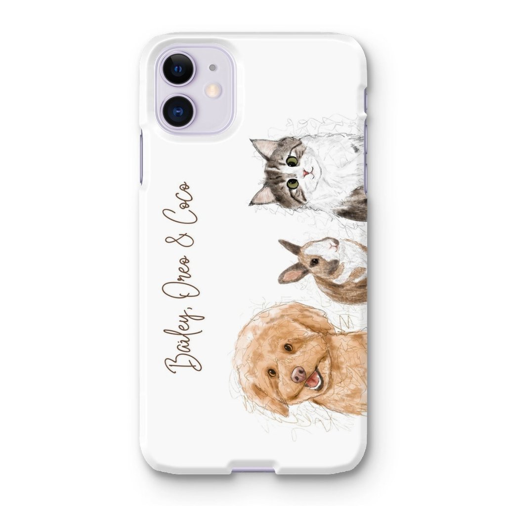 Pet Portraits | Scribble: Custom Three Pet Phone Case | Paw & Glory