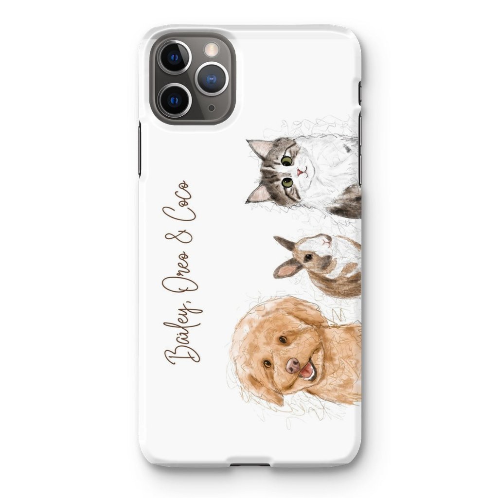 Pet Portraits | Scribble: Custom Three Pet Phone Case | Paw & Glory