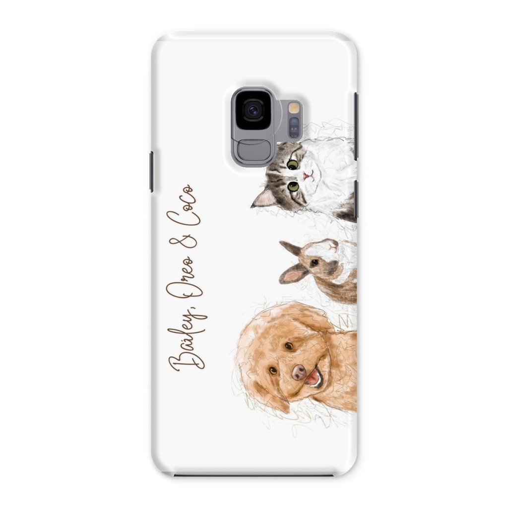 Pet Portraits | Scribble: Custom Three Pet Phone Case | Paw & Glory