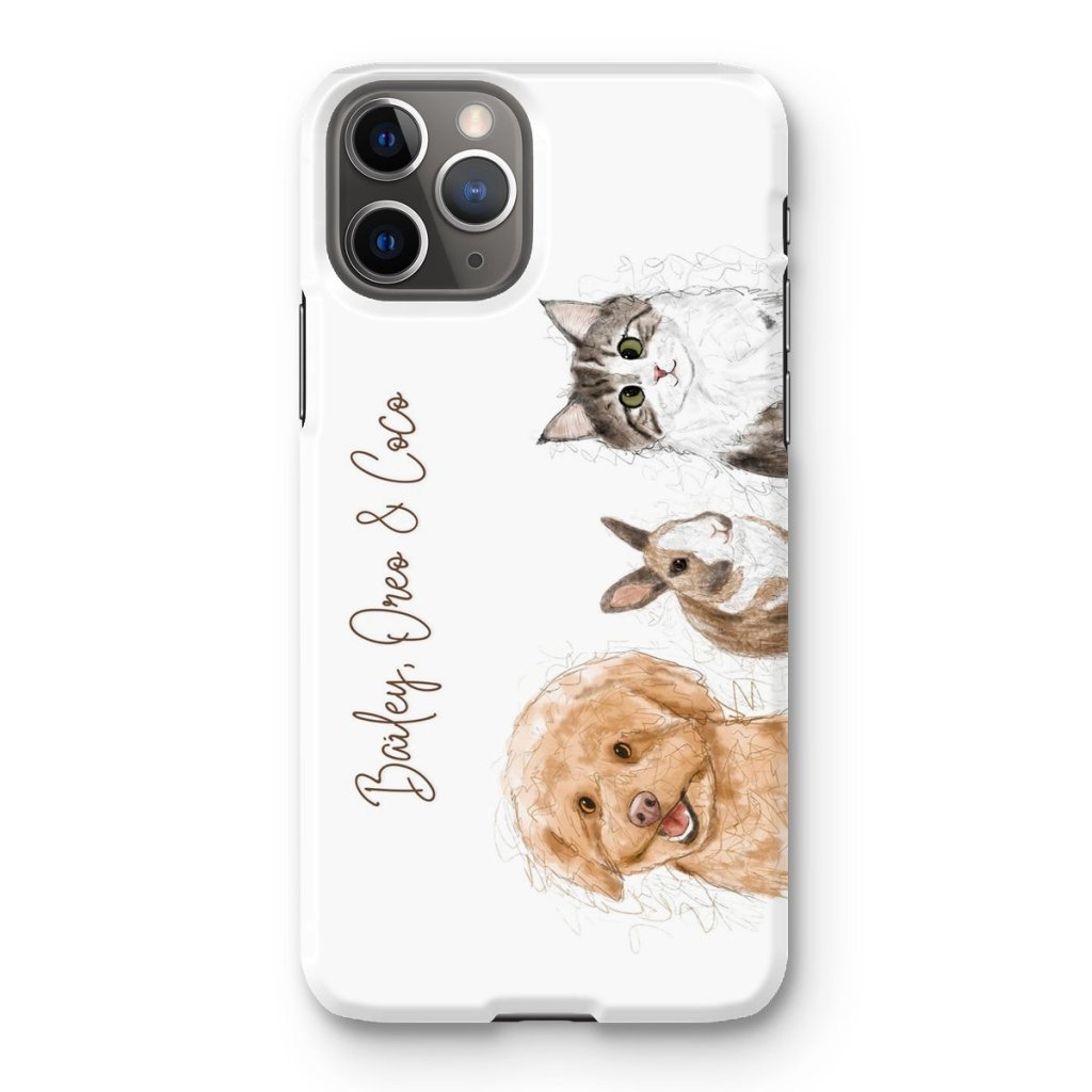 Pet Portraits | Scribble: Custom Three Pet Phone Case | Paw & Glory