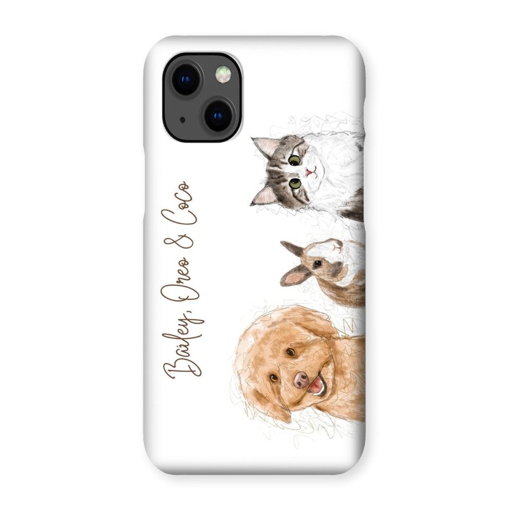 Pet Portraits | Scribble: Custom Three Pet Phone Case | Paw & Glory