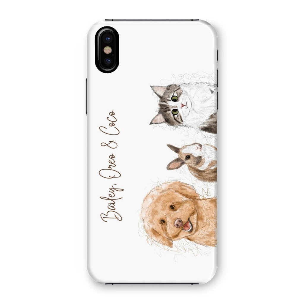 Scribble: Custom Three Pet Phone Case - Paw & Glory - Dog Portraits - Pet Portraits