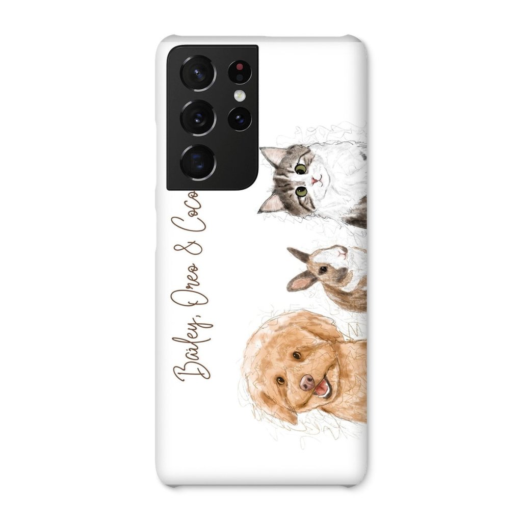 Pet Portraits | Scribble: Custom Three Pet Phone Case | Paw & Glory