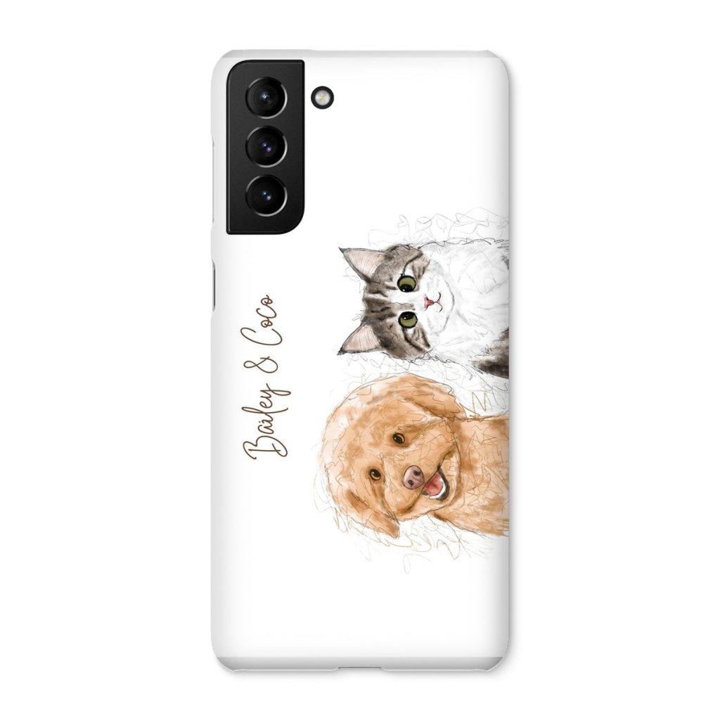 Scribble: Custom Two Pet Phone Case - Paw & Glory - Dog Portraits - Pet Portraits