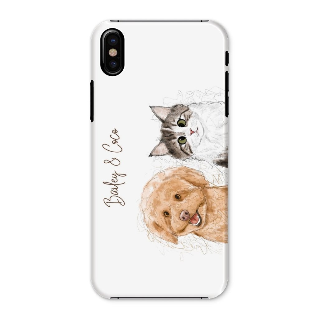 Scribble: Custom Two Pet Phone Case - Paw & Glory - Dog Portraits - Pet Portraits