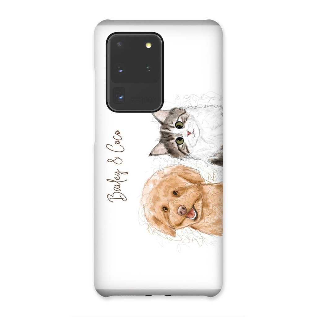 Scribble: Custom Two Pet Phone Case - Paw & Glory - Dog Portraits - Pet Portraits