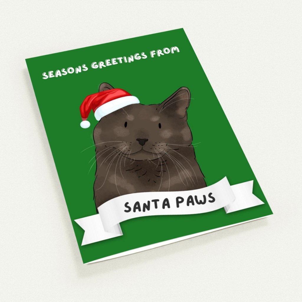 Seasons Greetings From Santa Paws Watercolour Greeting Cards - Paw & Glory - Dog Portraits - Pet Portraits