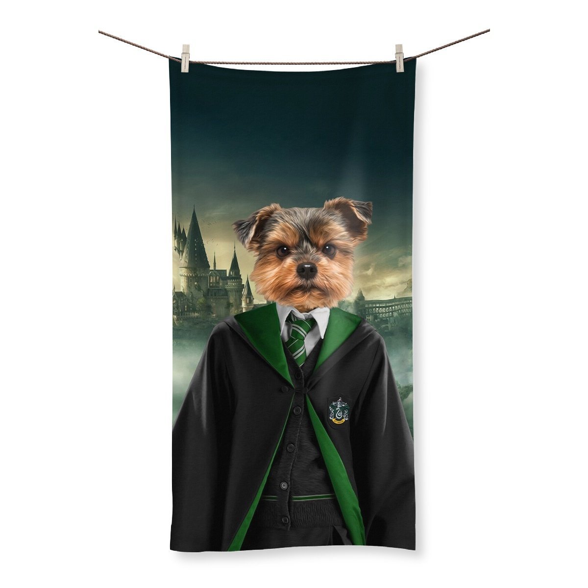 Serpent House Wizard Custom Pet Towel | Custom Pet Portrait | Paw & Glory