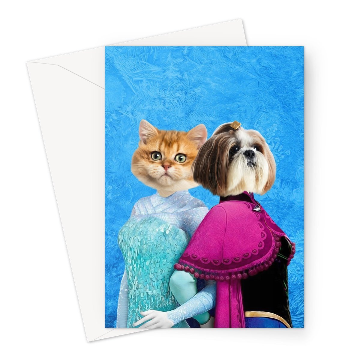 Pet Portraits | Snow Sisters (Frozen Inspired): Custom Pet Greeting Card | Paw & Glory