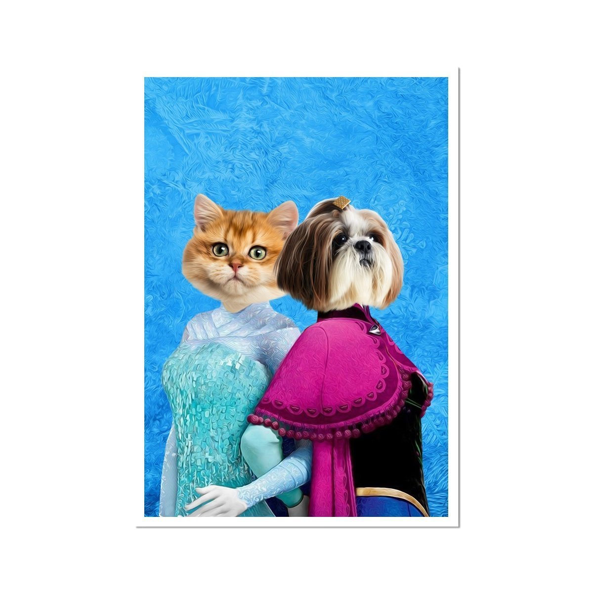 Pet Portraits | Snow Sisters (Frozen Inspired): Custom Pet Portrait | Paw & Glory
