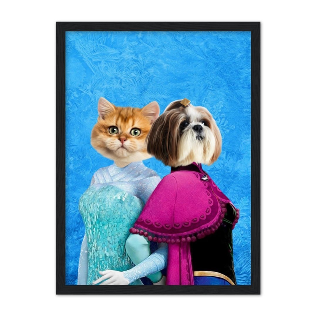 Pet Portraits | Snow Sisters (Frozen Inspired): Custom Pet Portrait | Paw & Glory