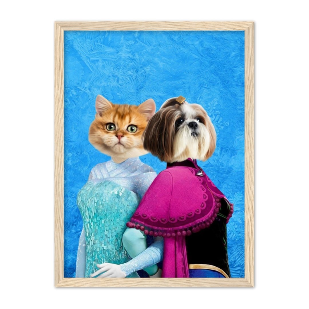 Pet Portraits | Snow Sisters (Frozen Inspired): Custom Pet Portrait | Paw & Glory