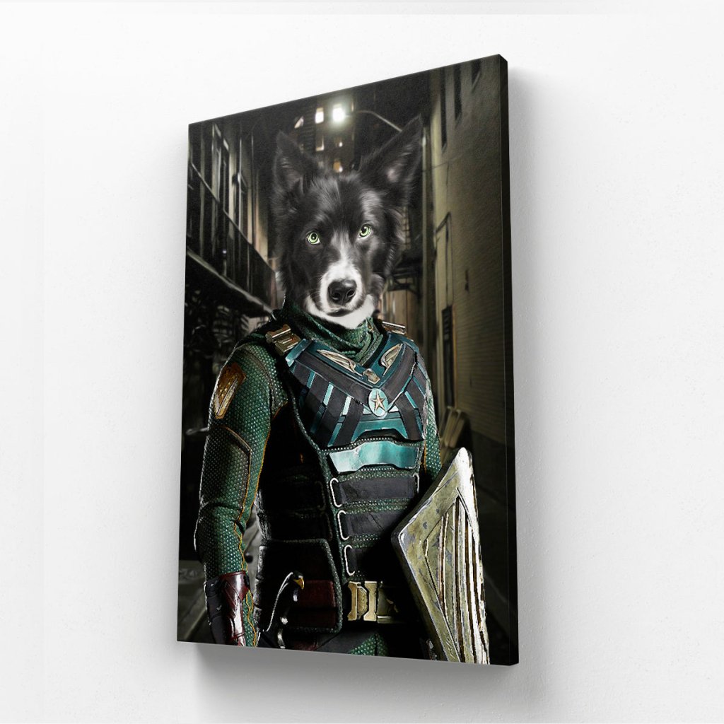 Soldier Superhero Custom Pet Canvas | Custom Pet Portrait Canvas | Paw & Glory