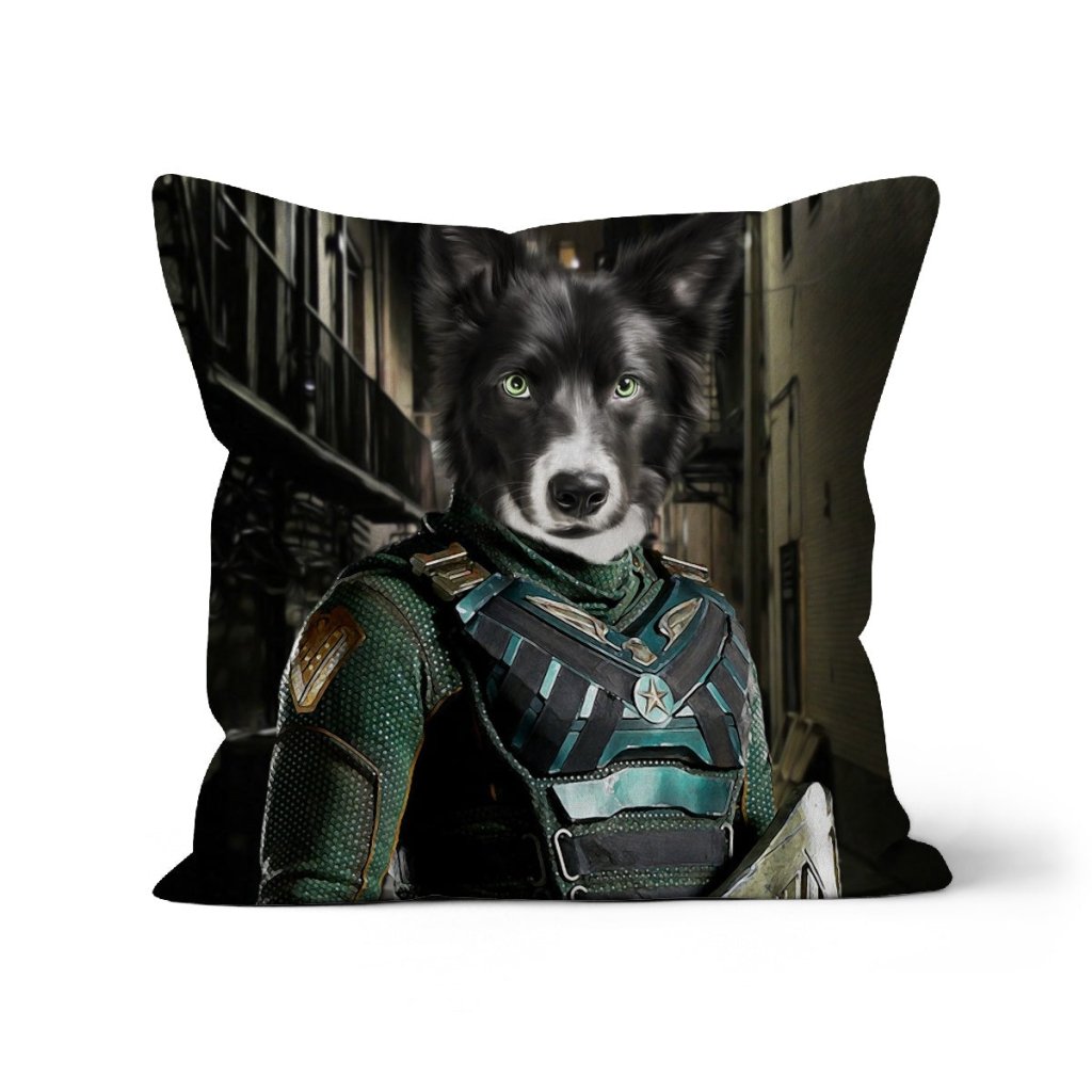 Pet Portraits | Soldier Boy (The Boys Inspired): Custom Pet Pillow | Paw & Glory