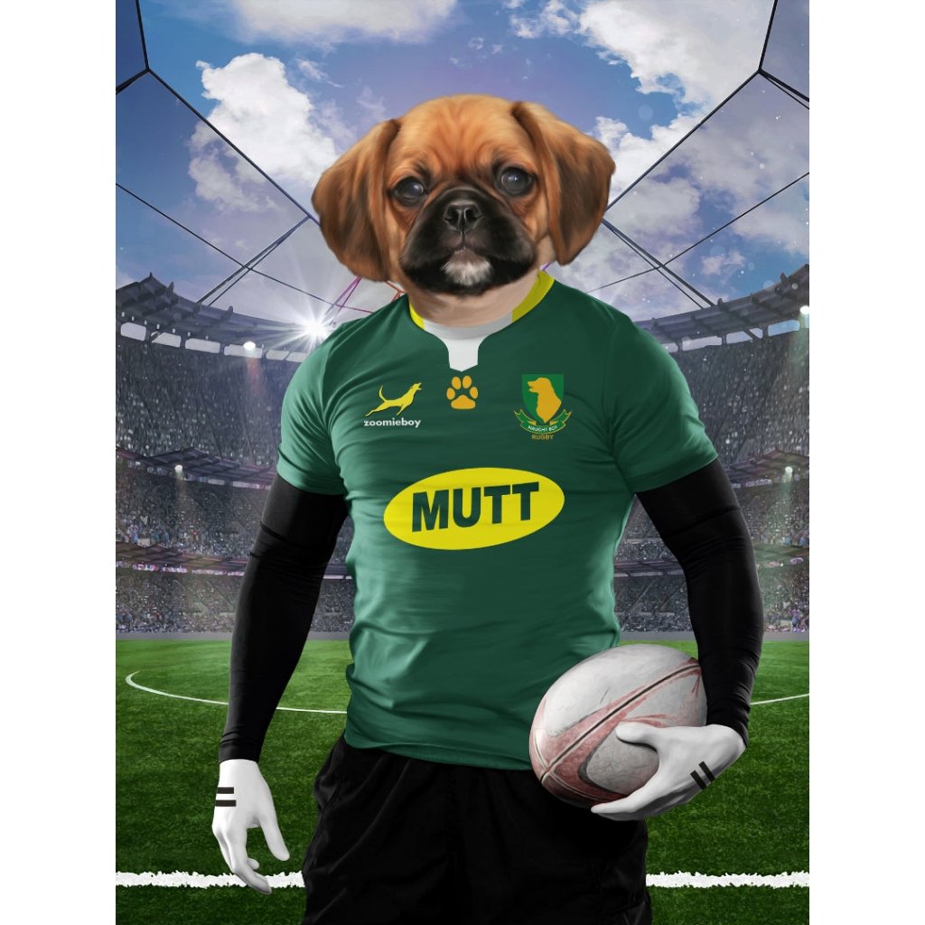 Pet Portraits | South Africa Rugby Team: Custom Digital Pet Portrait | Paw & Glory