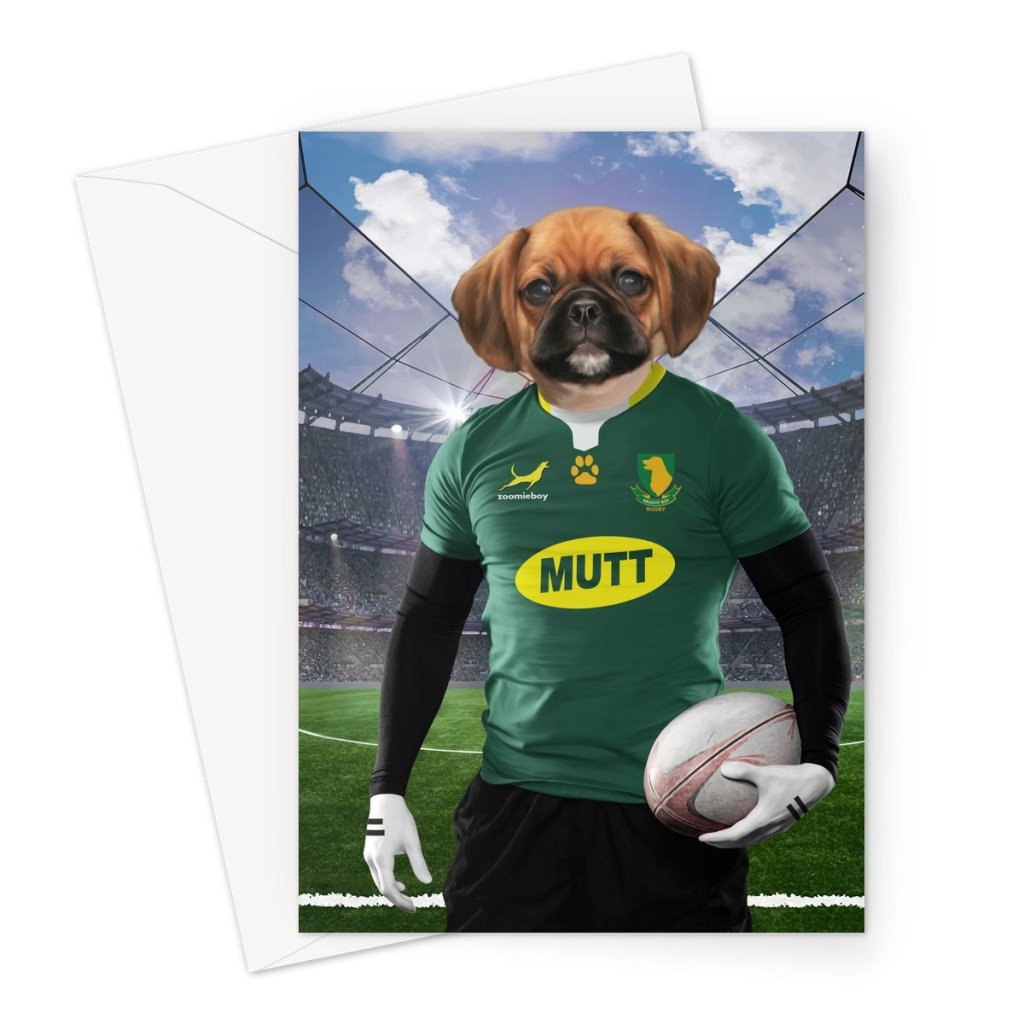 Pet Portraits | South Africa Rugby Team: Custom Pet Greeting Card | Paw & Glory