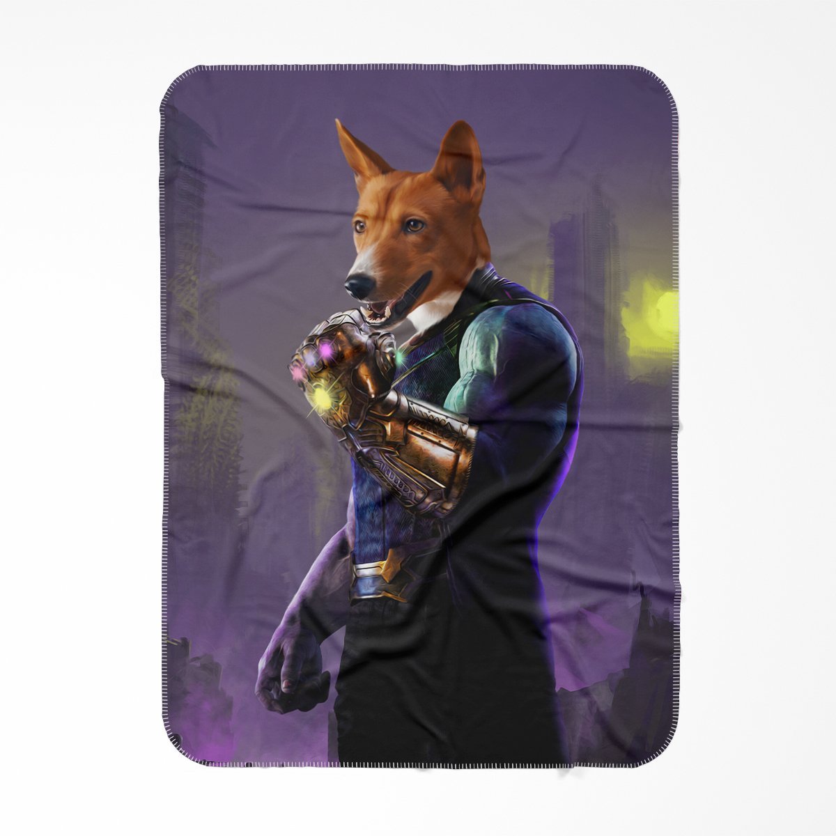 Pet Portraits | Thanos (Marvel Inspired): Custom Pet Blanket | Paw & Glory
