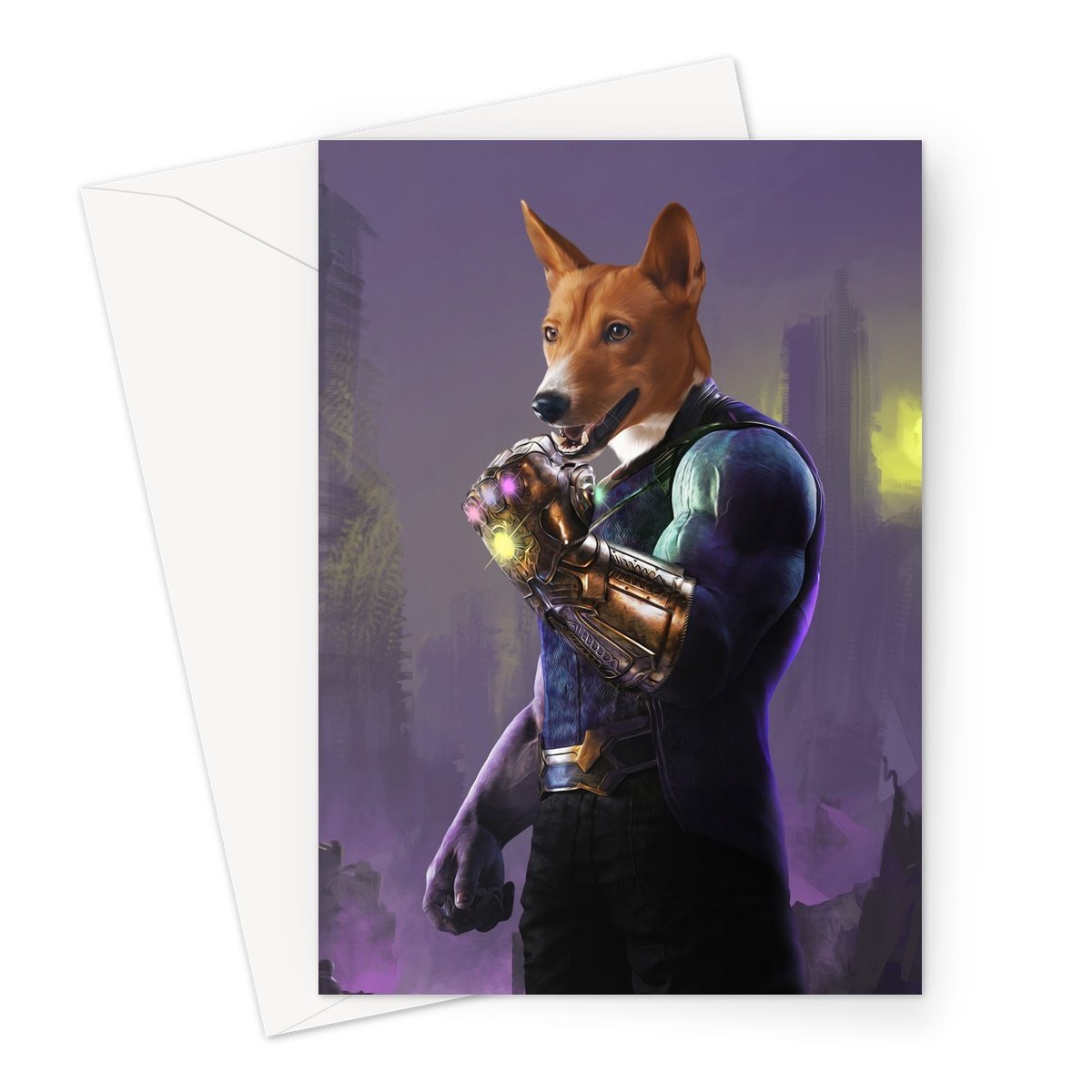 Pet Portraits | Thanos (Marvel Inspired): Custom Pet Greeting Card | Paw & Glory